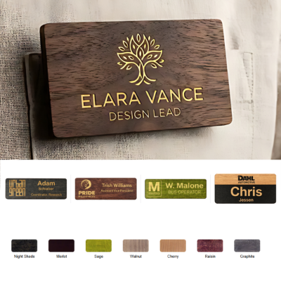 Engraved Real Wood Name Badge